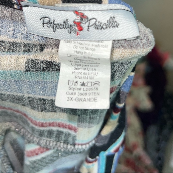 Perfectly Priscilla Multicolor striped long sleeve dress size 3X - Picture 4 of 8